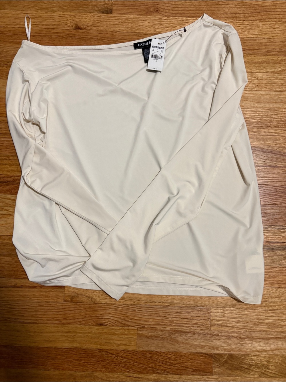 Express Off-White Long-Sleeve Boatneck Top